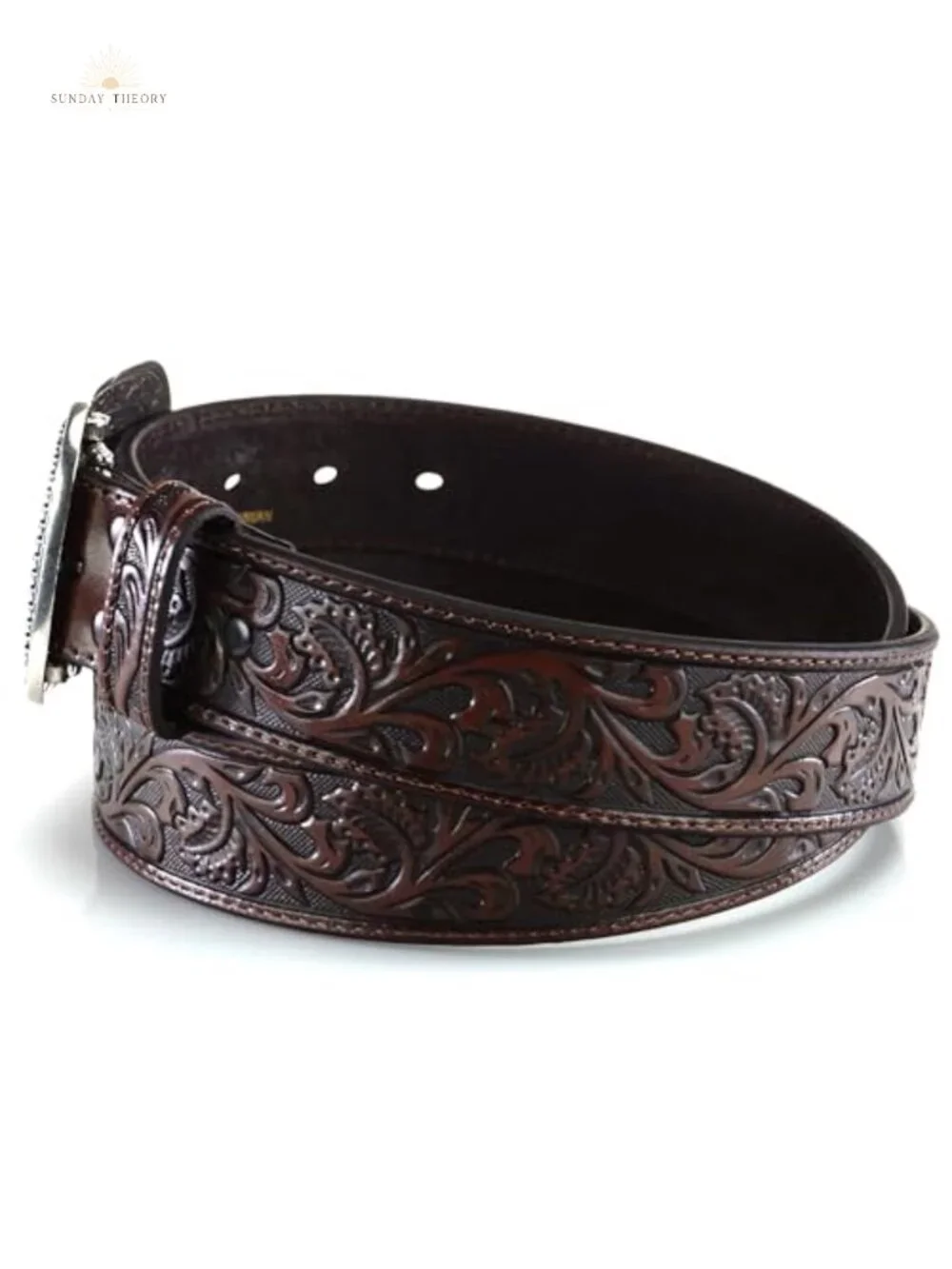 Genuine Leather Western Belt with Interchangeable Buckles